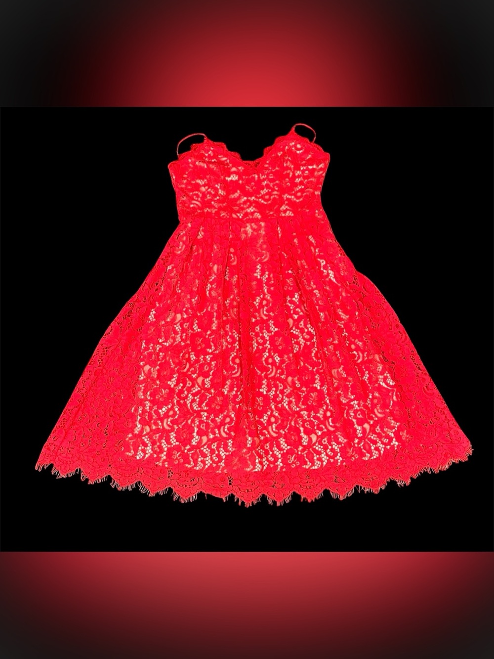 NWT H&M Red Size 12 Lined Lace Sleeveless Midi Dress.